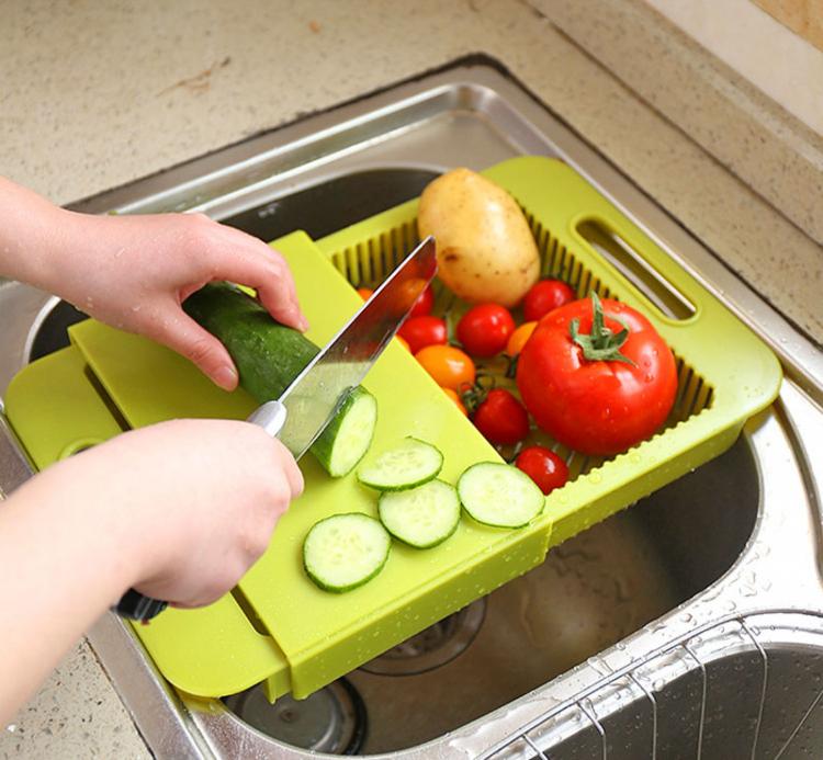 Over-The-Sink Cutting Board Lets You Clean, Chop, and Collect