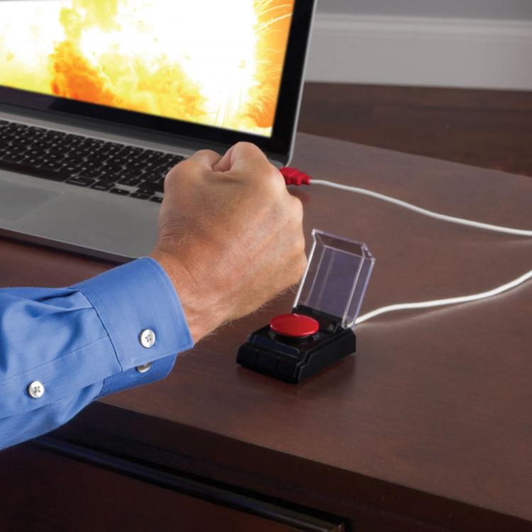 This Big Red Button Attaches To Your Computer To Release Stress at Work