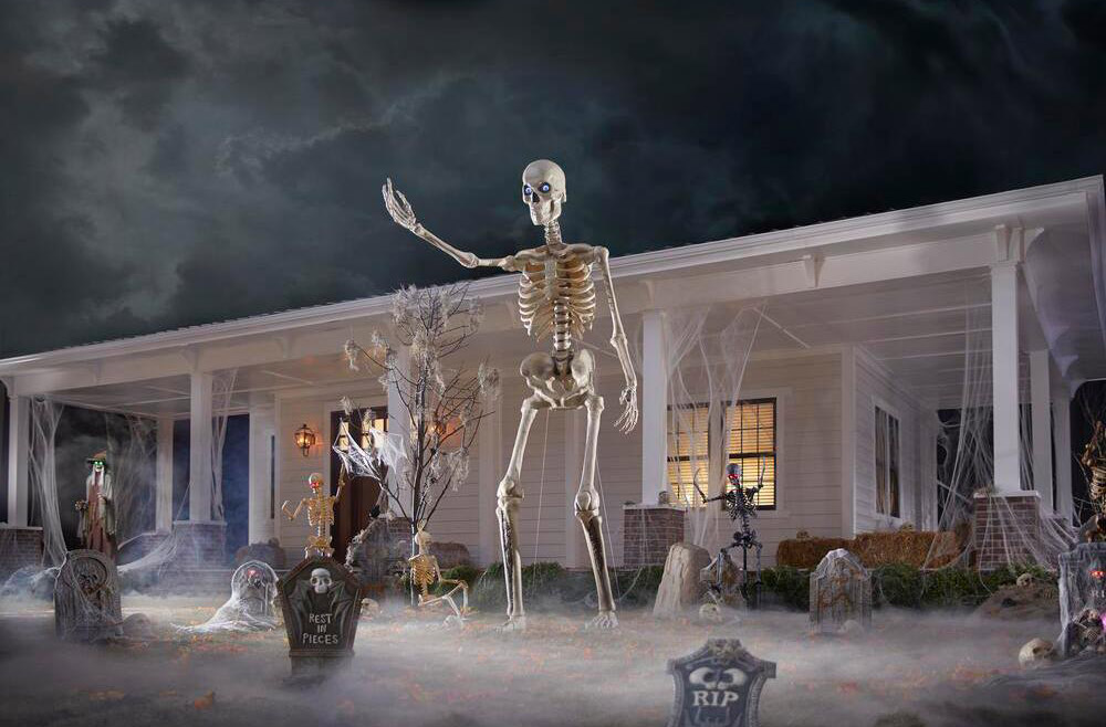 Giant 12 Foot Skeleton Halloween Decoration - Home Depot Skeleton Decoration