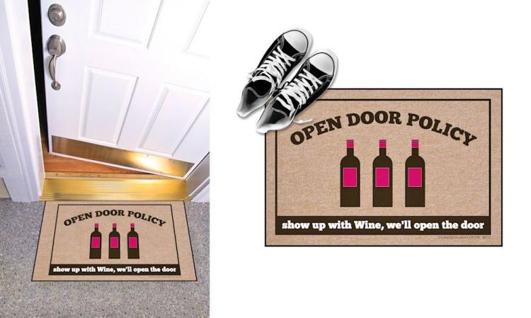 Open Door Policy Wine-o Doormat