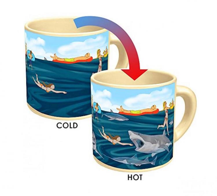 Beach Shark Attack Heat Changing Coffee Mug