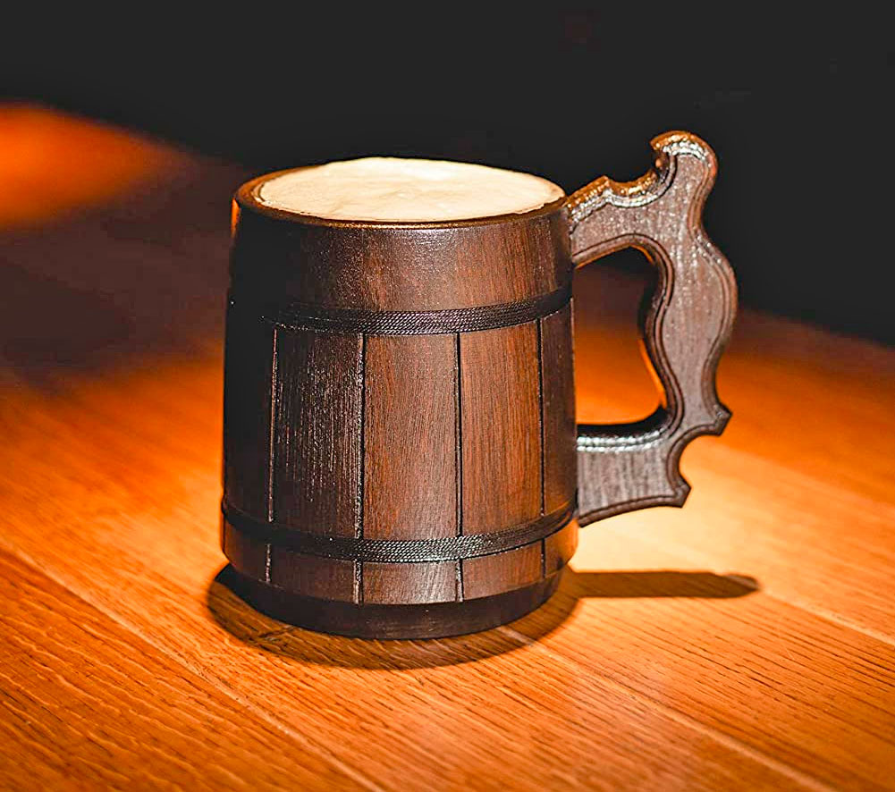Viking-esque Wooden Beer Mug - Weird gifts for dad