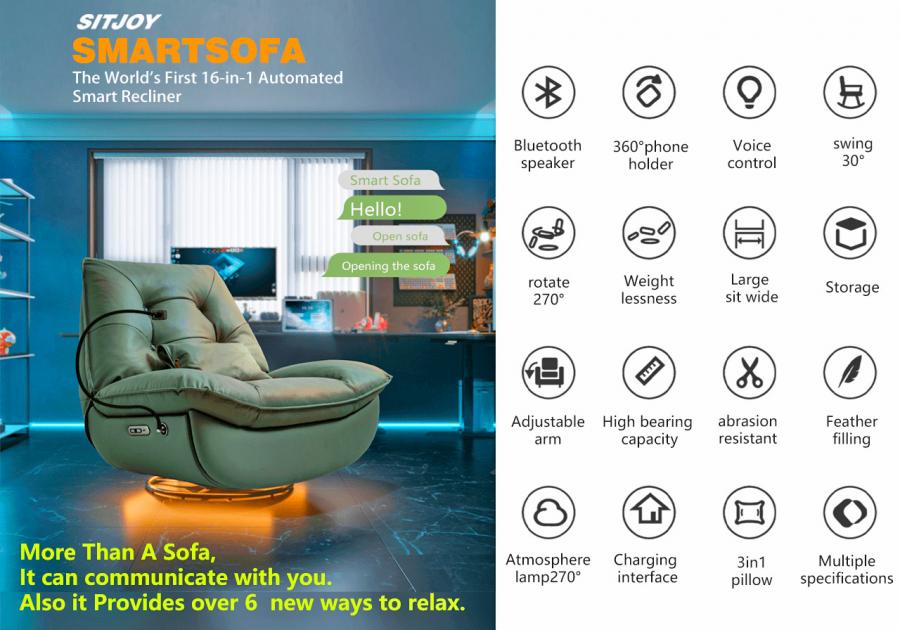 16-in-1 smart recliner with voice recognition