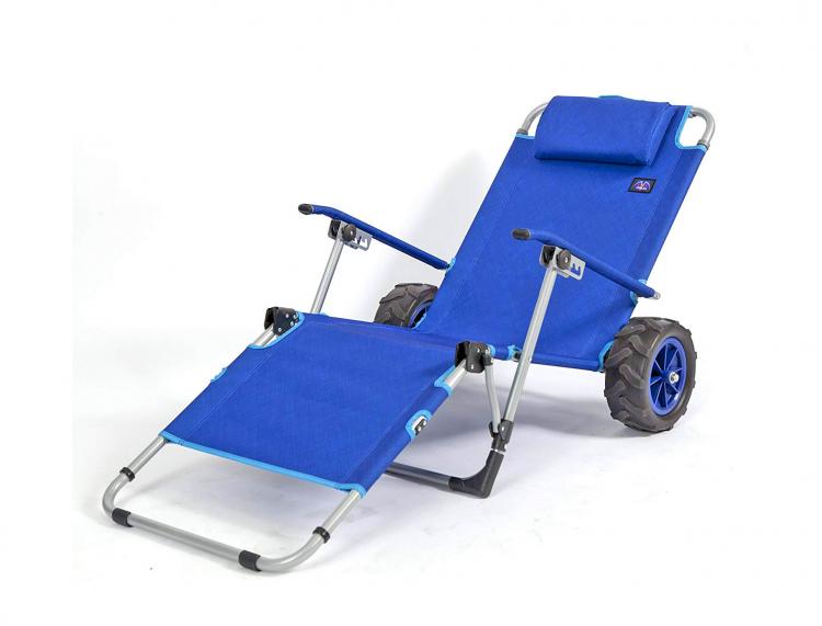 2-in-1 beach chair lounger wagon combo - Beach Chair Doubles as a Wagon For Easy Beach Trips
