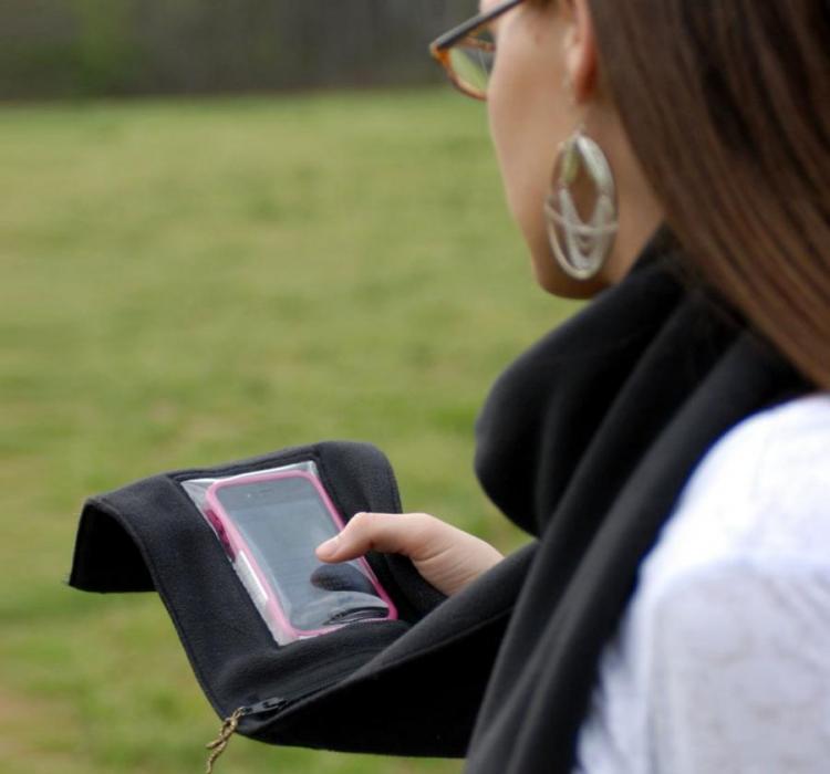 Scarf With a Windowed Pocket For Your Smart Phone