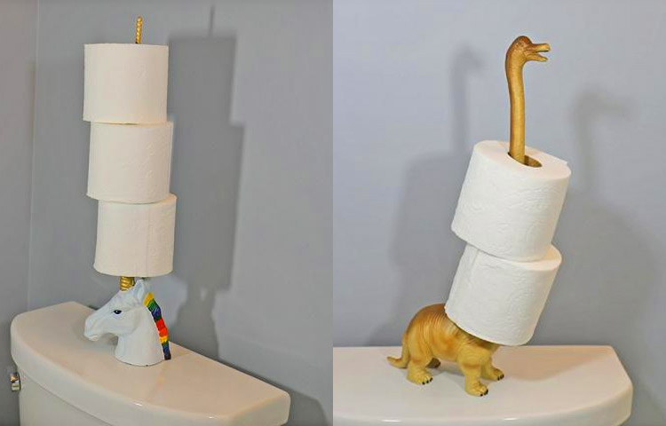 Unicorn and Dinosaur Toilet Paper Holders
