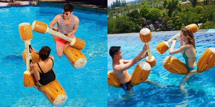 Inflatable Log Gladiator Game Lets You Battle Your Friends In The Pool