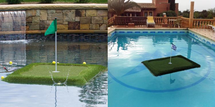 A Floating Golf Green Helps You Practice Your Chipping into a Lake Or Pool
