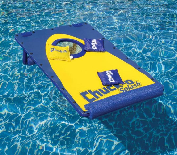 A Floating CornHole Board Set For The Pool