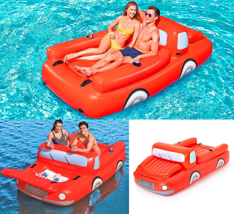 Giant Pickup Truck Pool Float That Has a Cooler Under The Hood