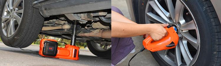 3-in-1 electric car jack, impact wrench, tire inflator, flashlight - Multipurpose emergency car jack gadget