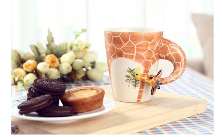 3d Hand Painted Ceramic Animal Pattern Ceramic Coffee Mug (giraffe)