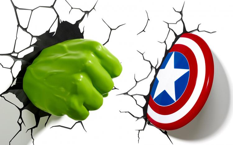 3D Hulk Fist Night-Light - 3D Captain America Shield Night-Light