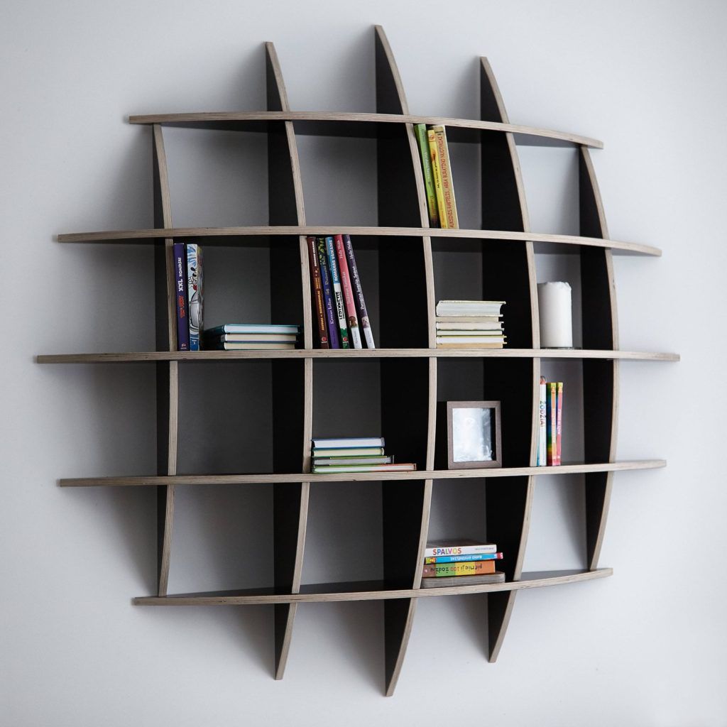 3D Sphere Bookshelf Looks Like It's Sinking Into Your Wall - Curved Circular Wooden Bookshelf