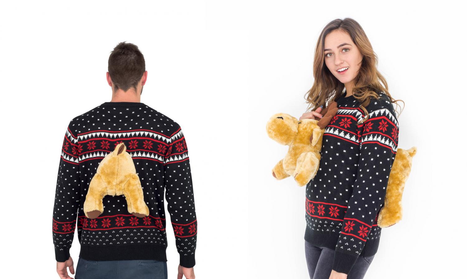 3D Reindeer Ugly Christmas Sweater