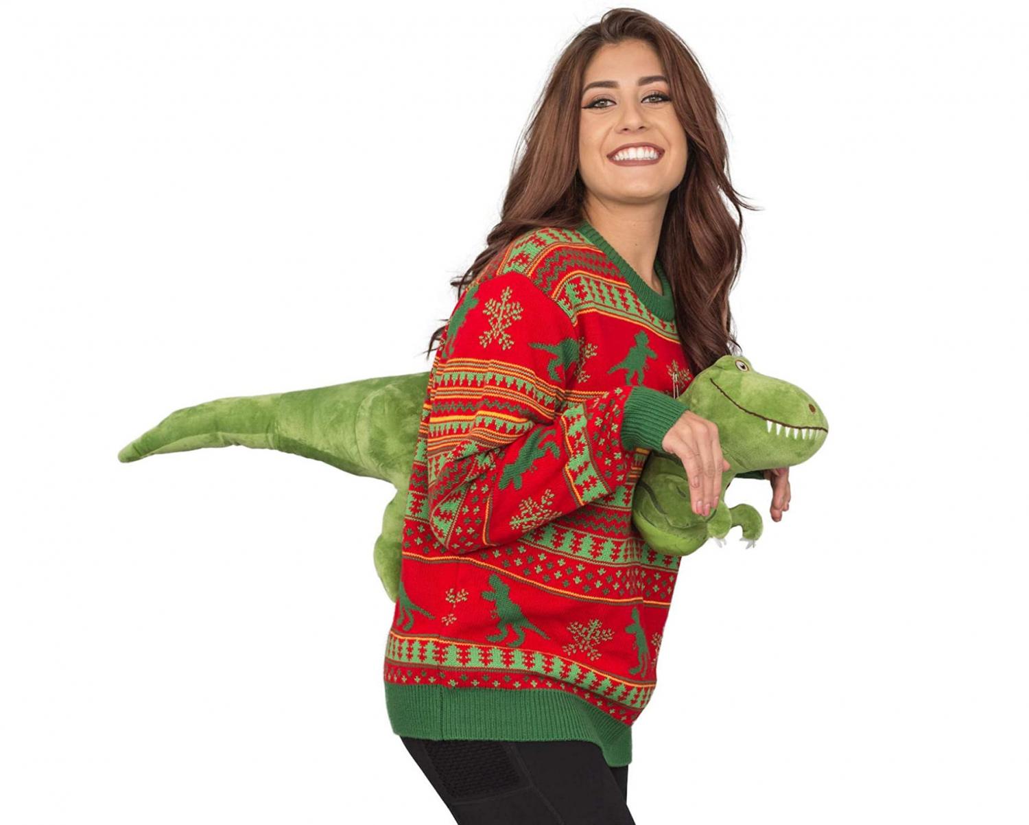 3D T-Rex Dinosaur Ugly Christmas Sweater
