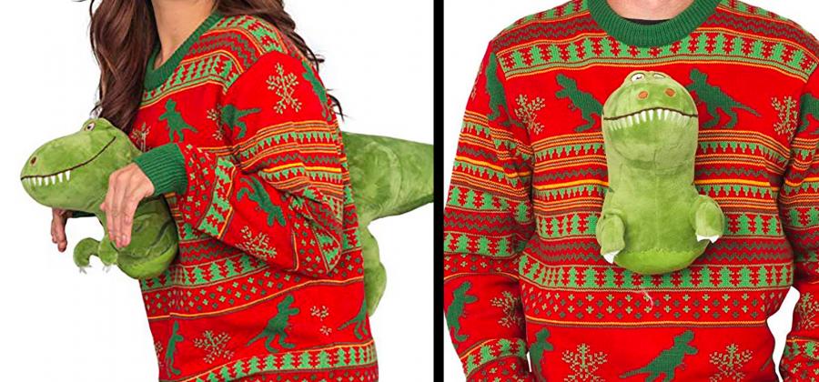 Ugly dinosaur christmas outlet sweater