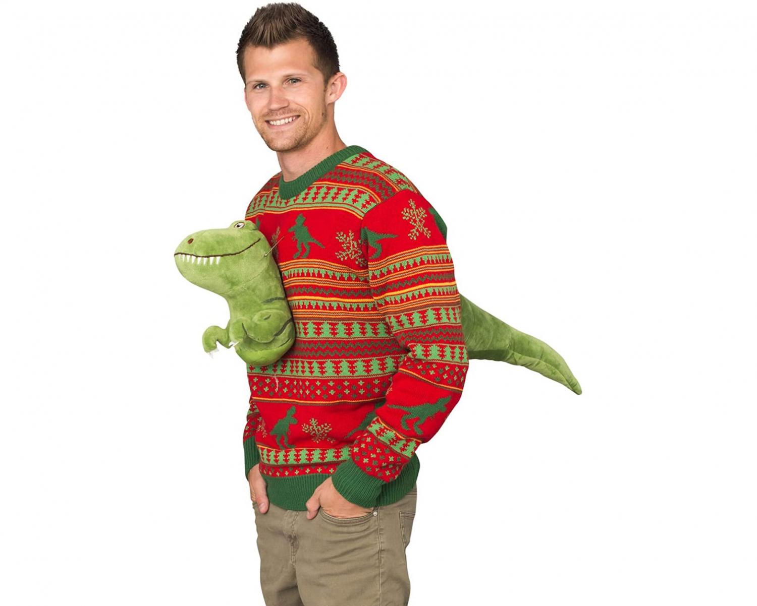 T Rex Christmas Sweater - amtrak-spending