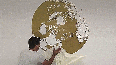 3D Wall Sticker Decals - 3D Wallpaper - 3D Moon Wall Sticker - Coming through wall decal