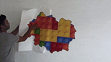 3D Wall Sticker Decals - 3D Wallpaper - 3D Lego Wall Sticker - Coming through wall decal