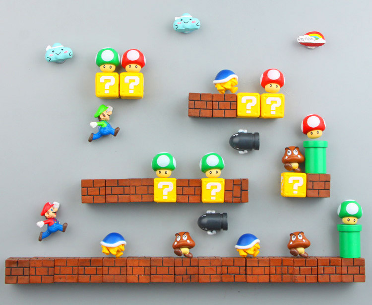 3D Mario Fridge Magnets Let You Build Your Own Mario Level - Geeky Super Mario Brick Magnets