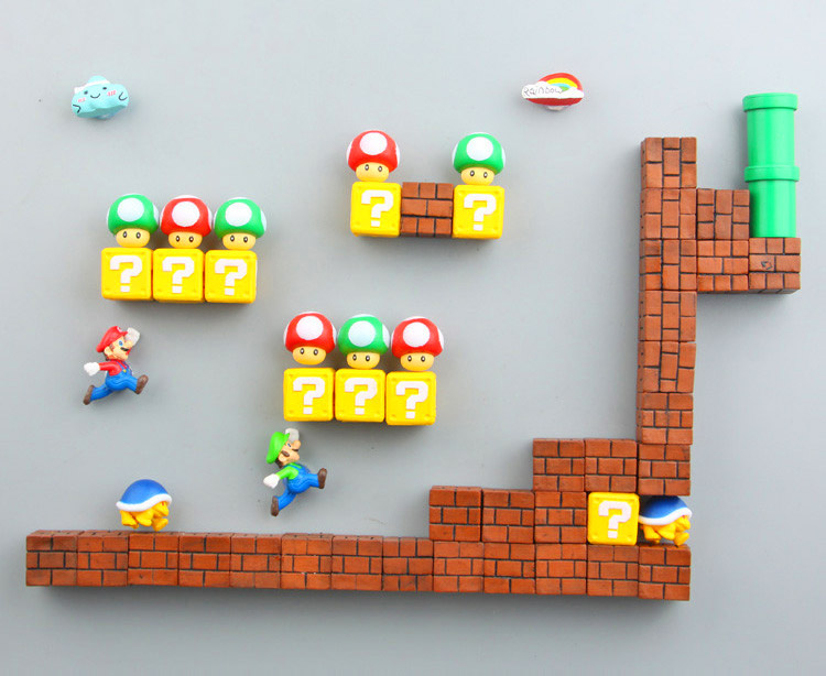 Game Super Mario Magnets 3D PVC Fridge Note Posted Collection Home