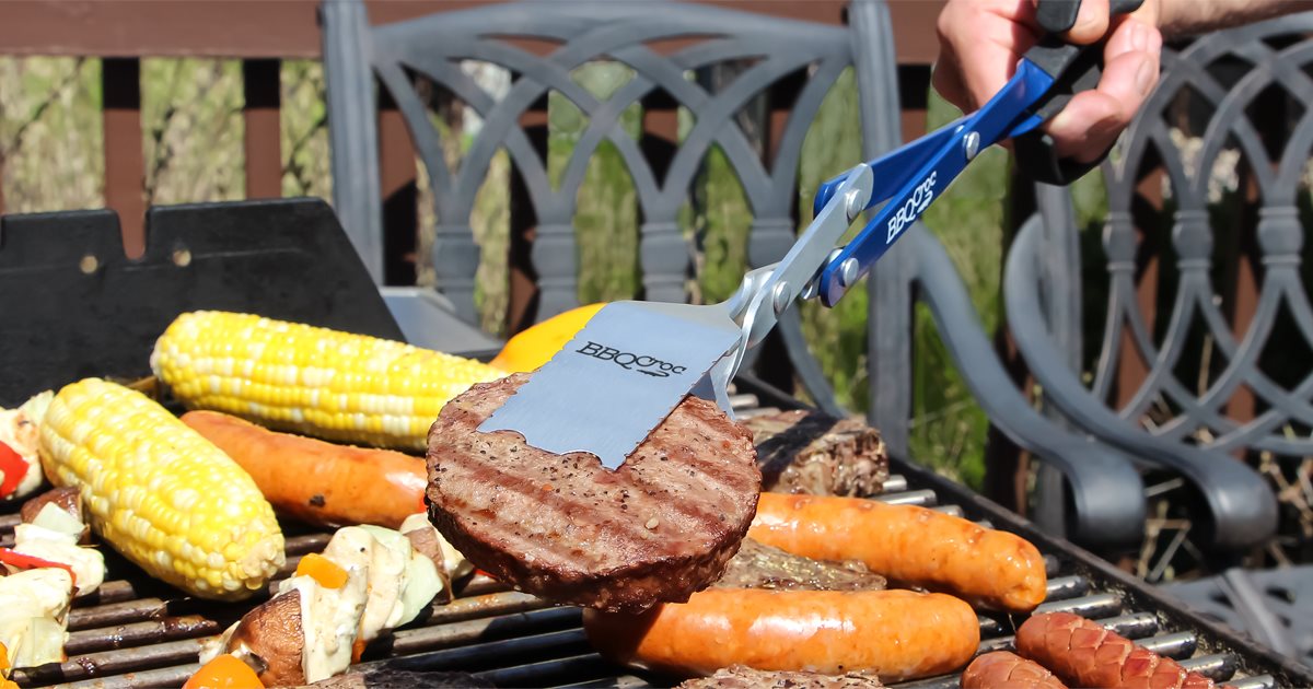 1pc one handed gadgets BBQ Grilling Spatula Buffet Tong Food