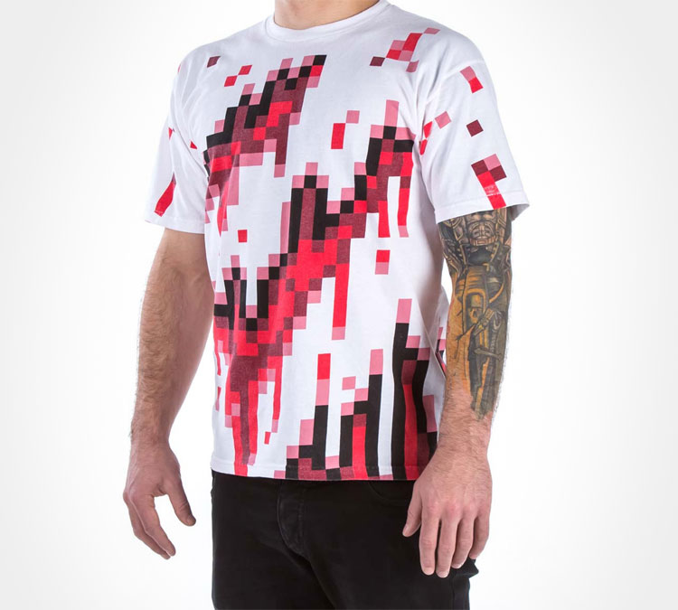 8-bit Pixelated Bloody Zombie T-Shirt