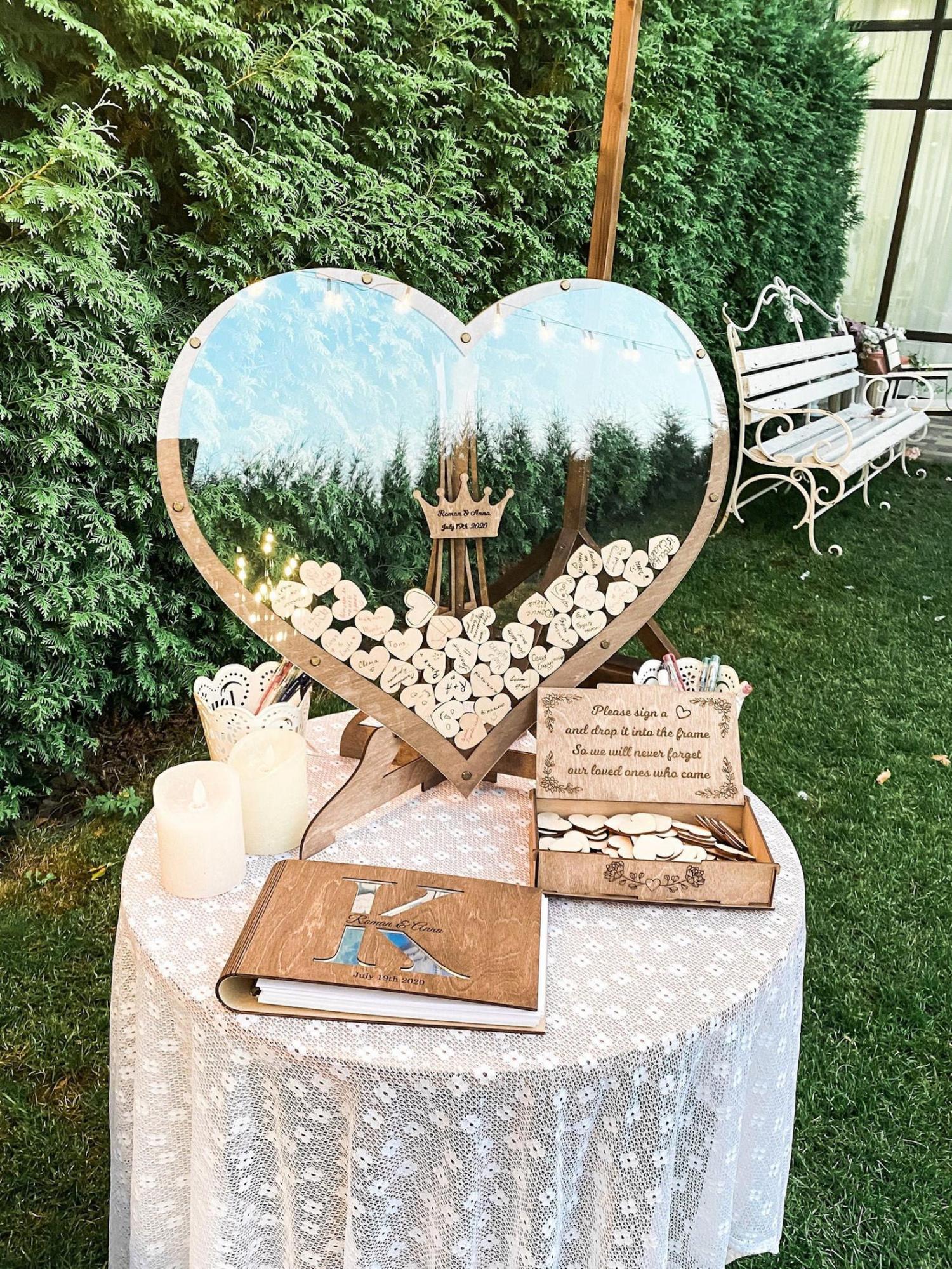 Heart Shaped Wedding Drop Box - Glass heart wedding guest book drop box