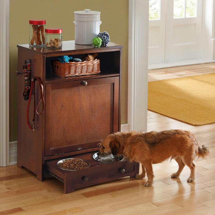 Dog feeding deals station with storage