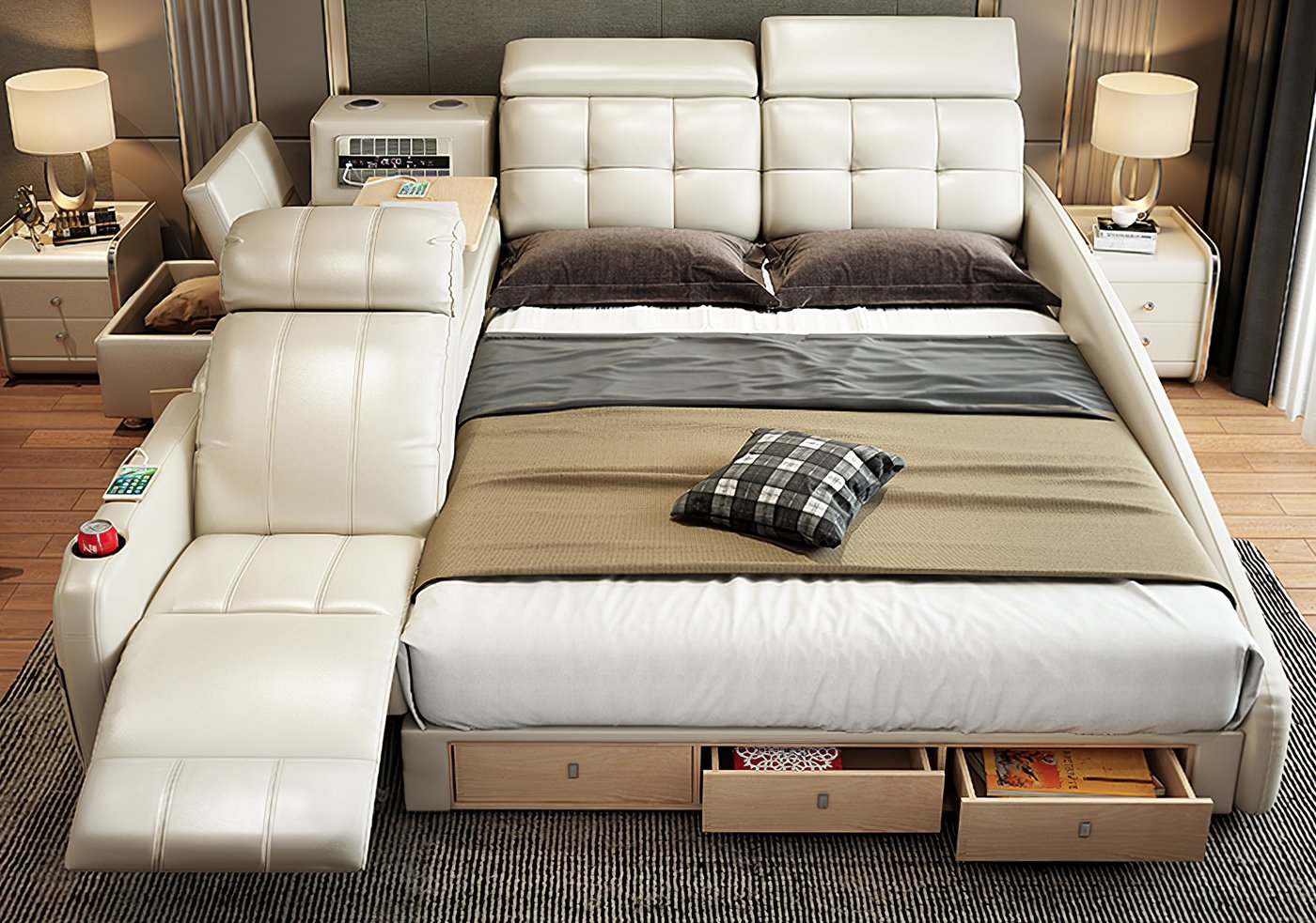 This All In One Smart Bed Has An Integrated Recliner and Air