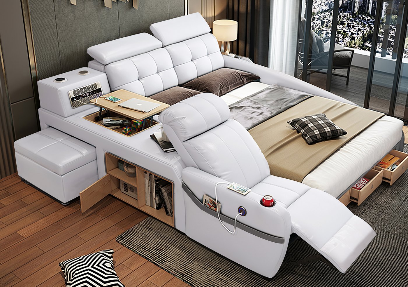 All-In-One Smart Bed Has An Integrated Recliner and Air Filtration System