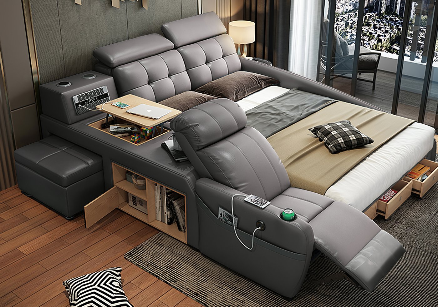 bed with lounge chair