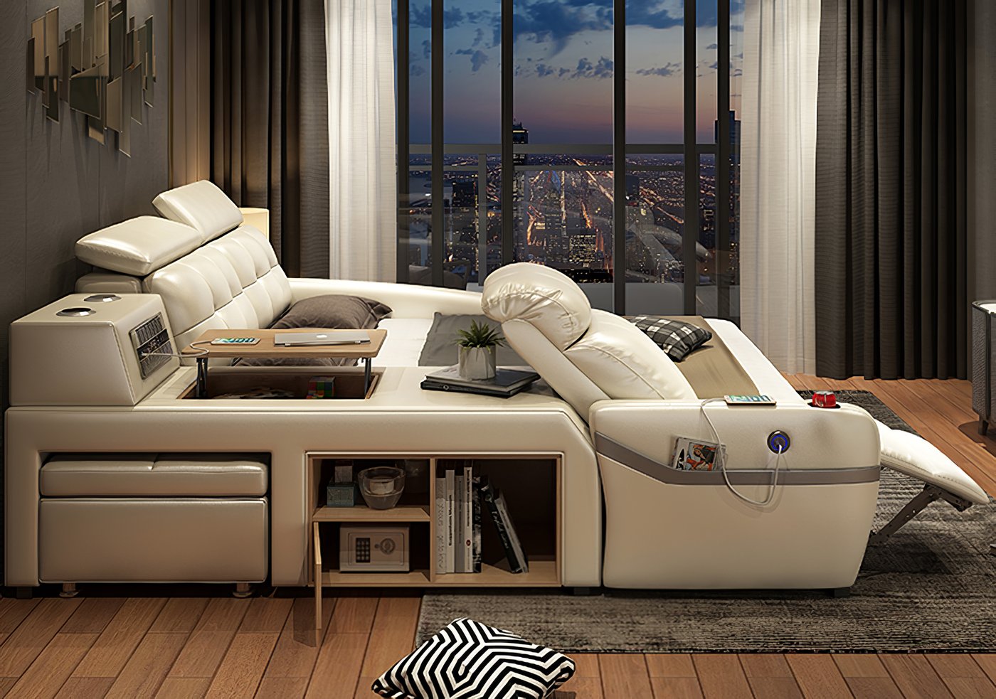 This All In One Smart Bed Has An Integrated Recliner and Air