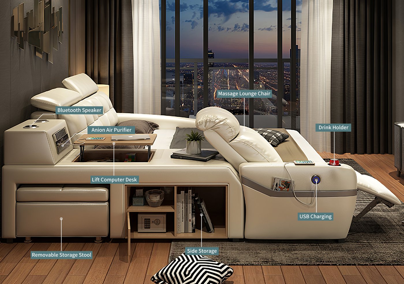 All-In-One Smart Bed Has An Integrated Recliner and Air Filtration System