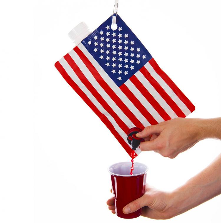 American Flag Liquor Bag - American Flag wine bag flask