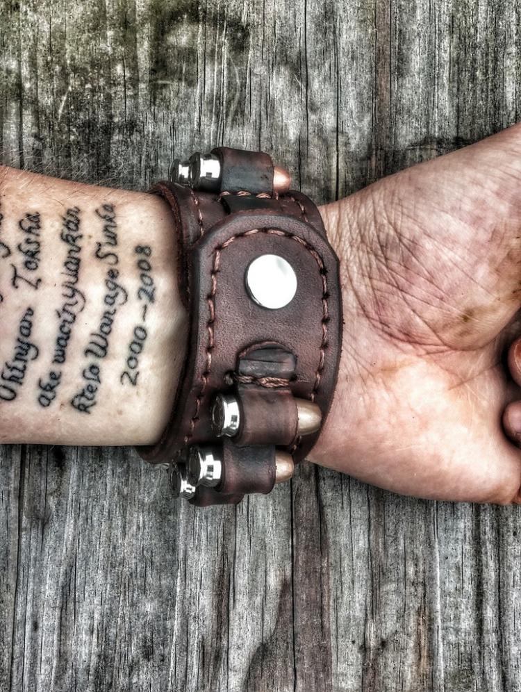 Leather Ammo Bandolier Bracelet Is Filled With Bullets