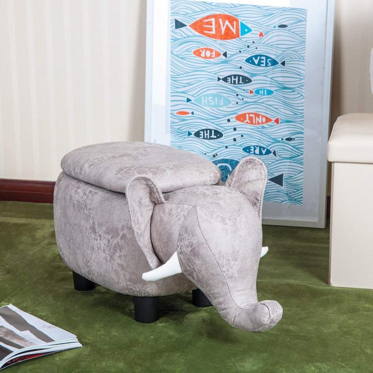 Animal Shaped Storage Ottomans and Stools - Cute animal ottoman with flip-up storage bin