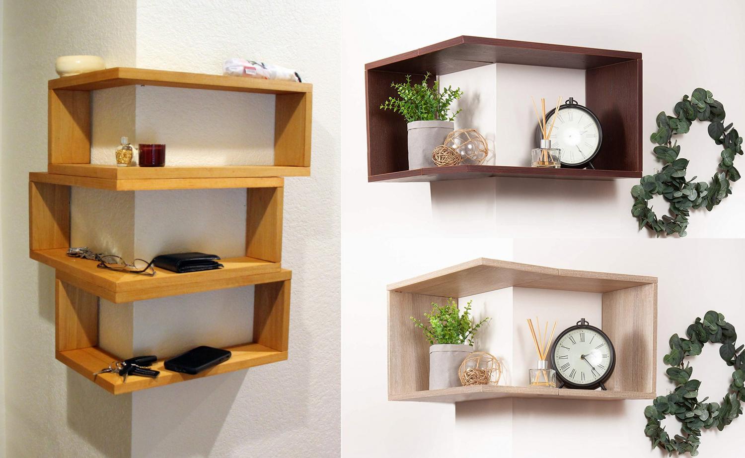 floating corner wall shelf idea