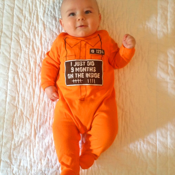 9 Months On The Inside Baby Onesie Halloween Costume - 9 months of hard time baby onesie costume