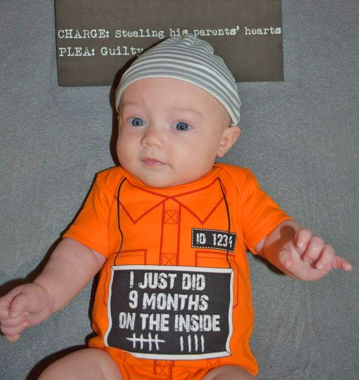 9 Months On The Inside Baby Onesie Halloween Costume - 9 months of hard time baby onesie costume