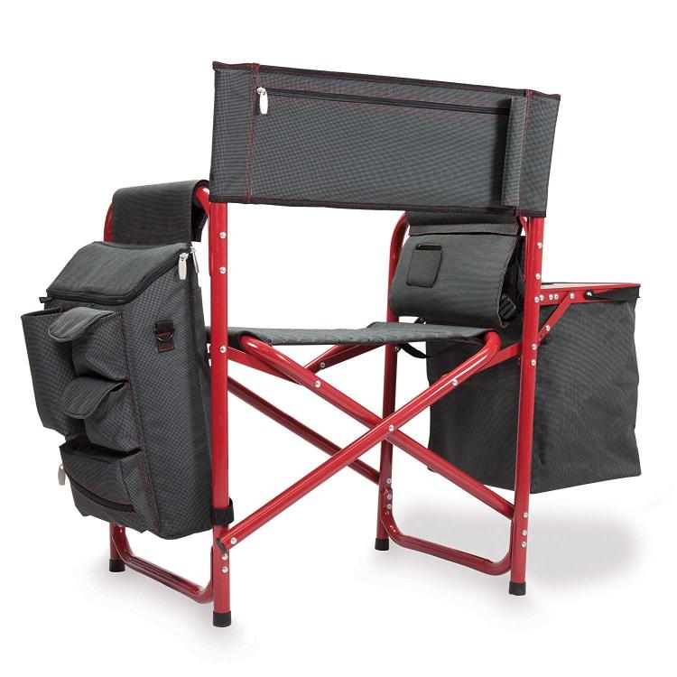 Backpack Chair With Cooler And Side Table - Folding chair backpack with integrated shelves, cooler, and table