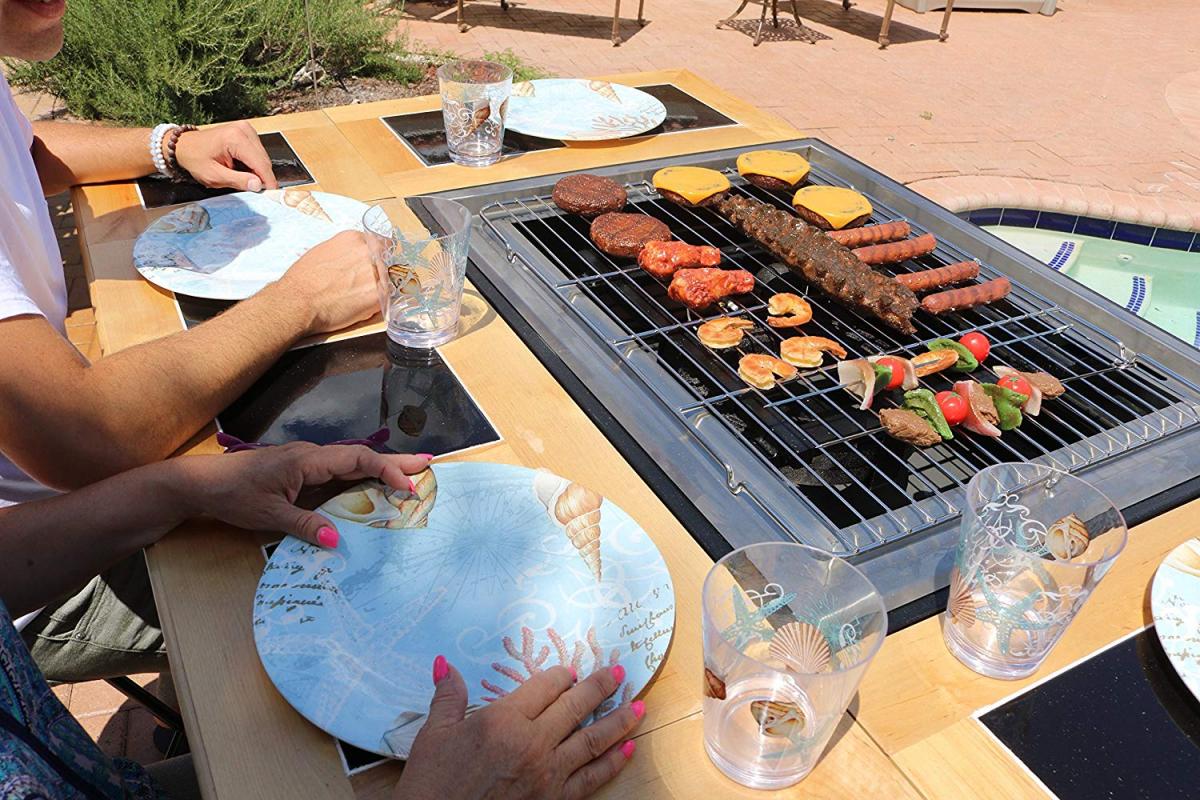 Outdoor hibachi shop grill table