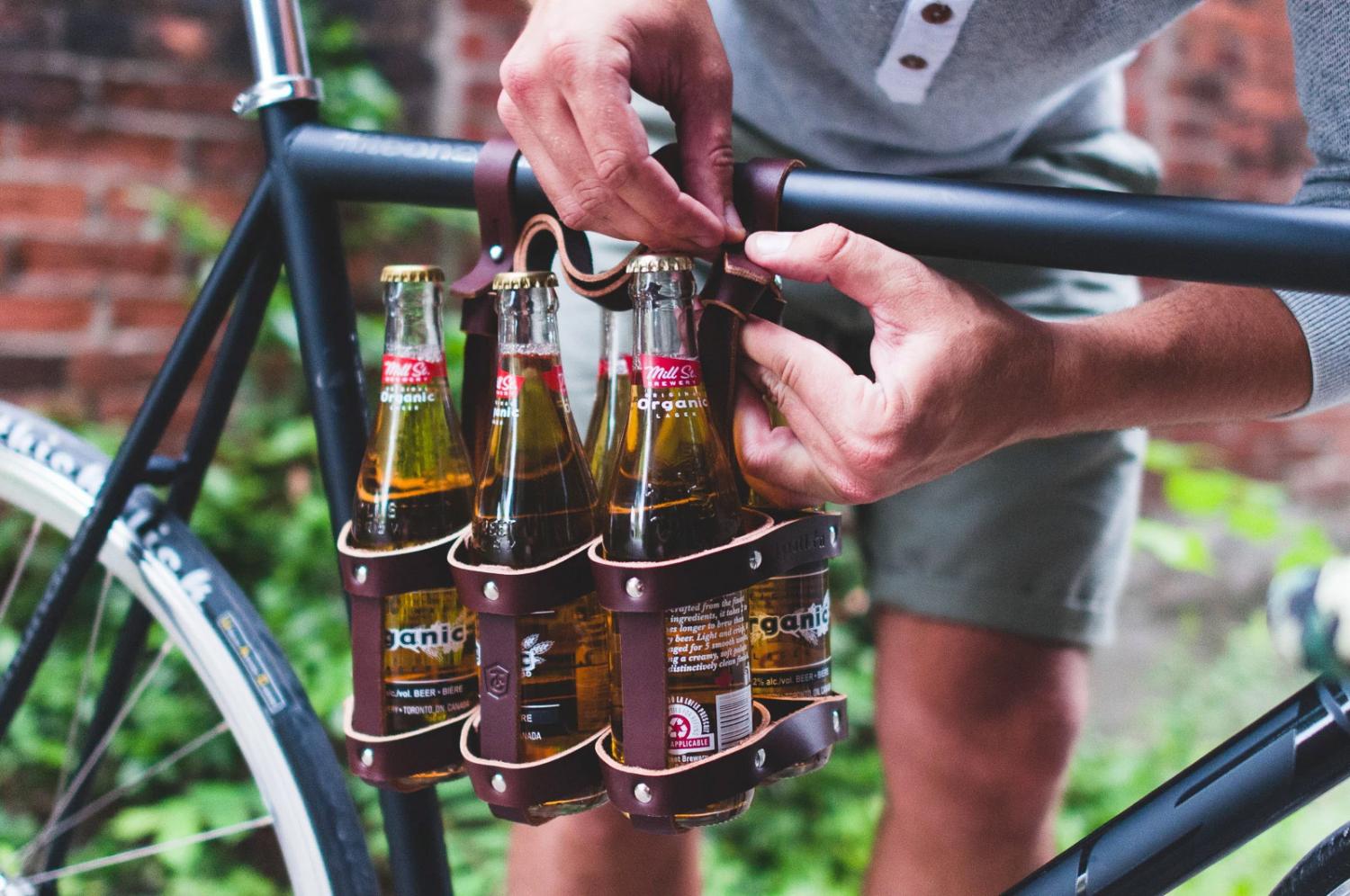 6 pack of beer holder for your bicycle - craft brew bicycle mount