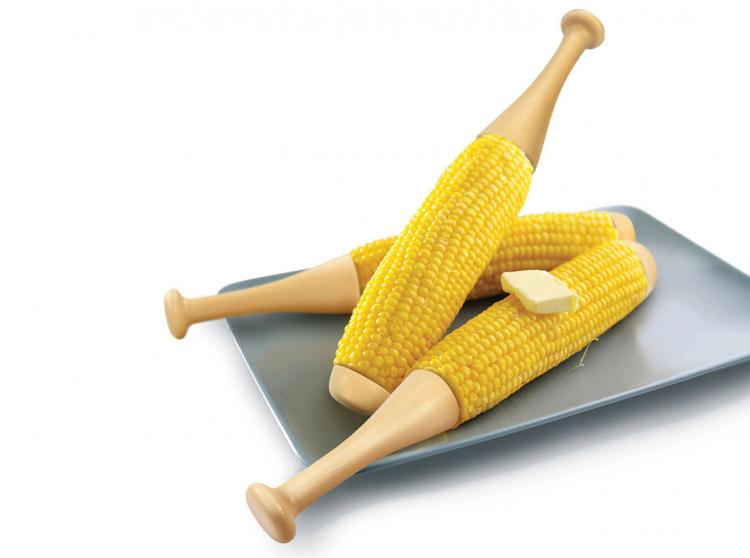 Baseball bat corn on the cob holder