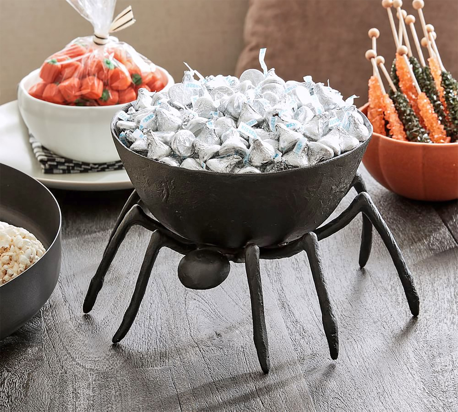 Metal Spider Shaped Halloween Candy Bowl