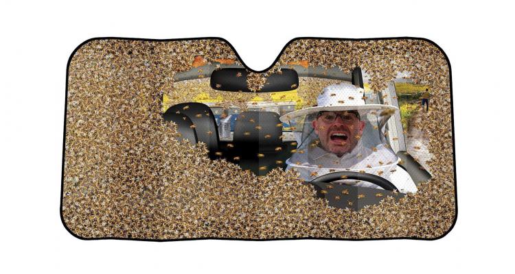 Bees In Car Funny Windshield Sunshade - Bee attack car sun shade