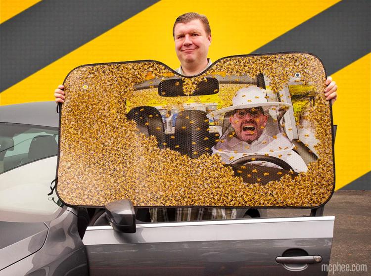 There's a Car Sunshade That Makes It Look Like Your Car Is Filled With Bees