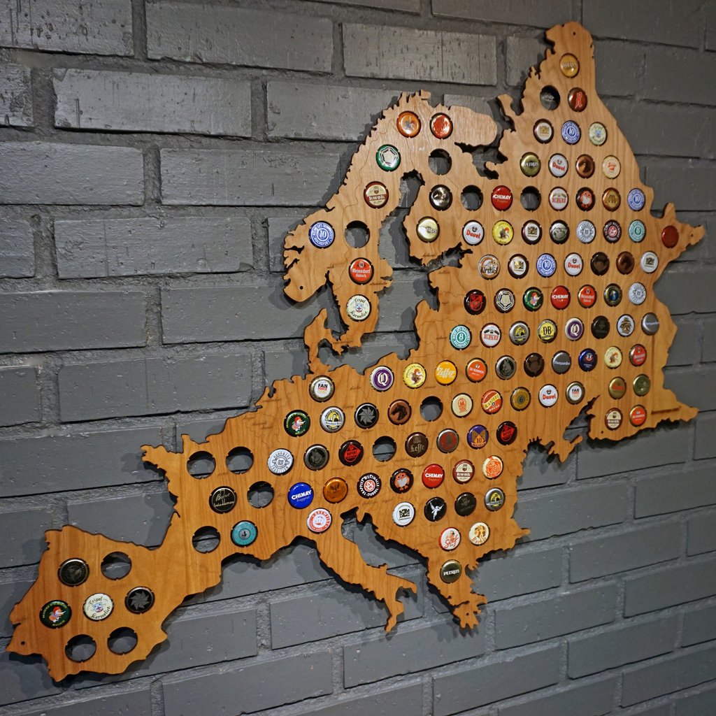 United States Beer Cap Maps - State Shaped wooden beer cap maps for collecting beer caps