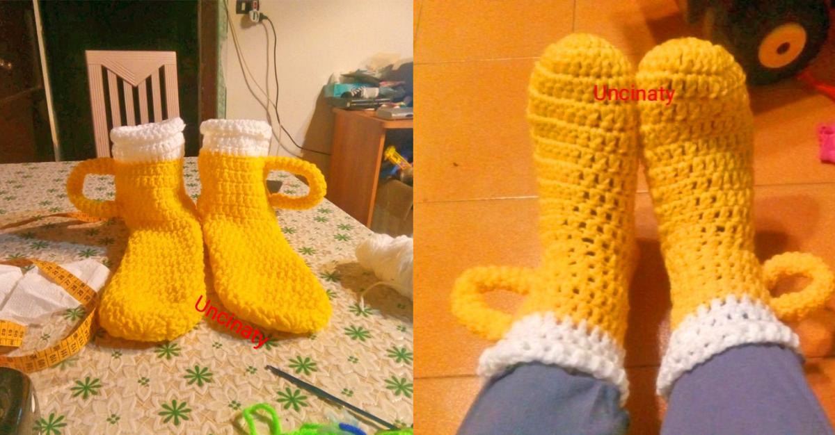 Knitted Beer Mug Socks With 3D Handle - Funny beer socks